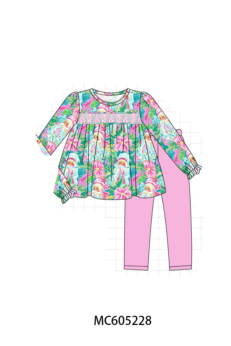 PREORDER Pink Christmas Santa Claus Smocked Collection