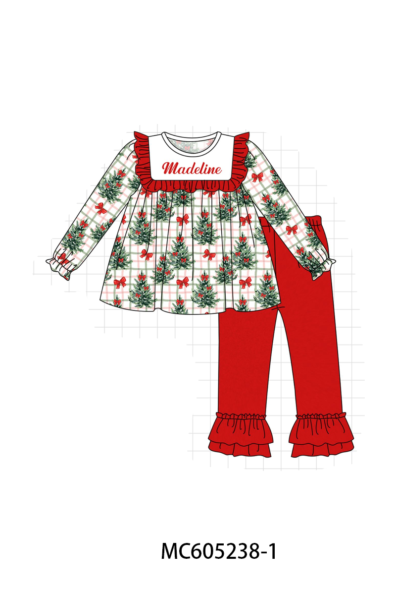 PREORDER Red Christmas Mink Velvet Monogram Embroidery Plaid Collection