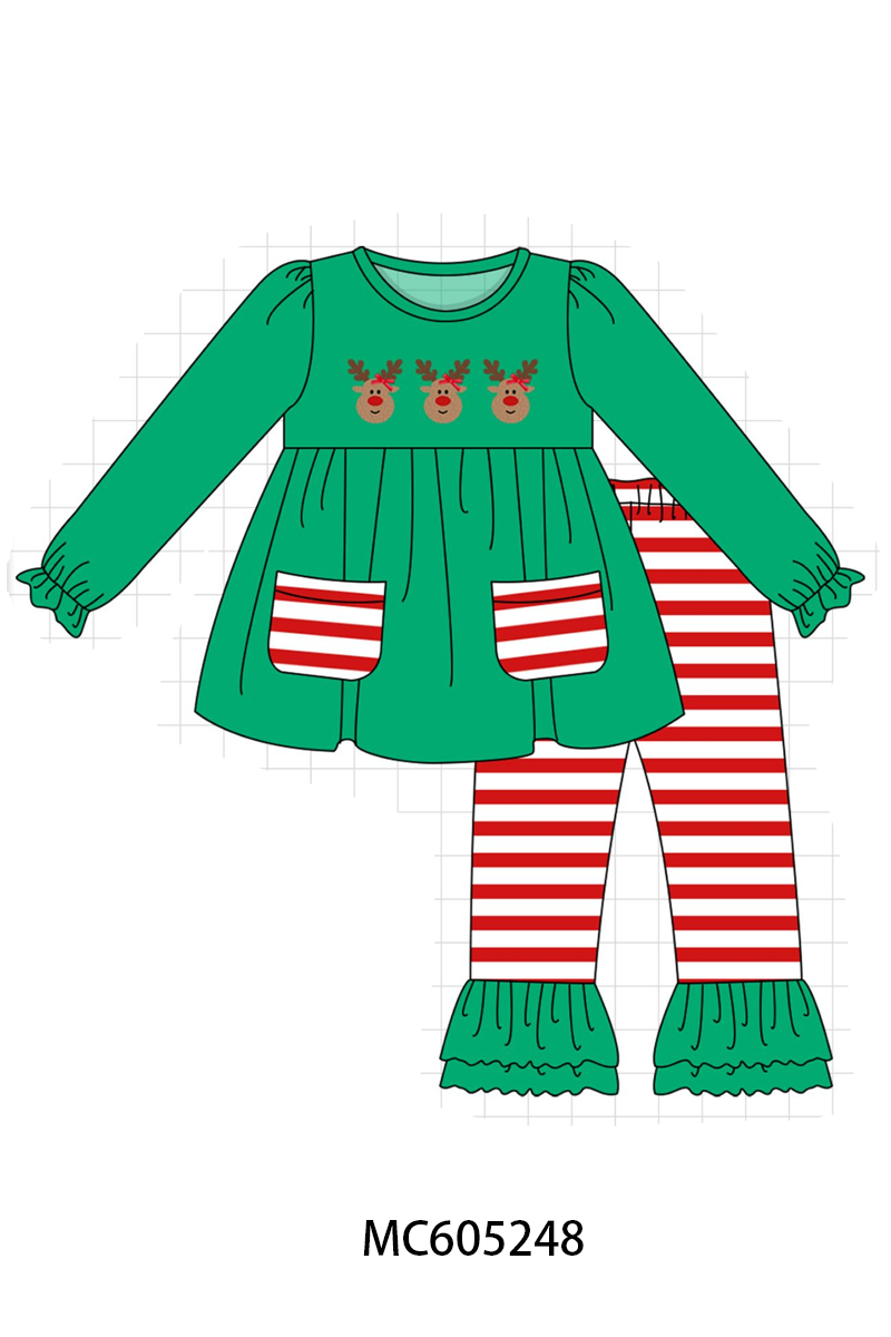 PREORDER Green Christmas Reindeer French Knot Collection