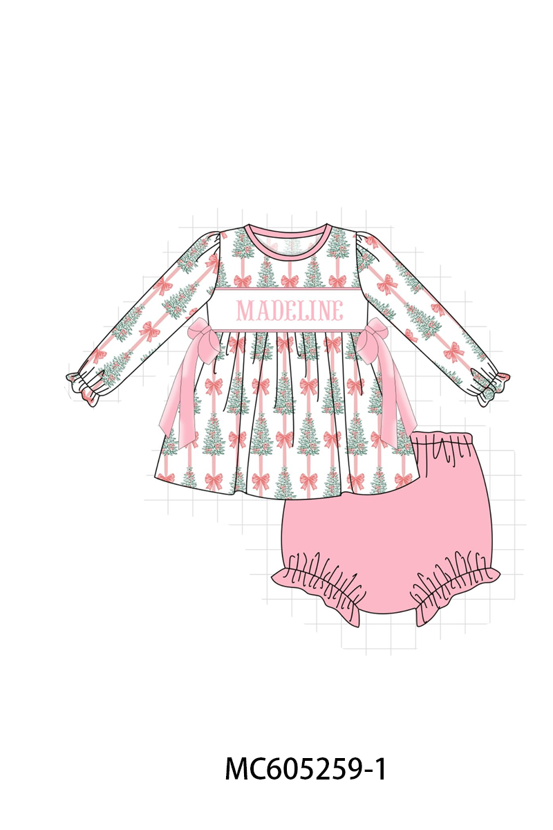 PREORDER Pink Christmas Tree Monogram Embroidery Collection