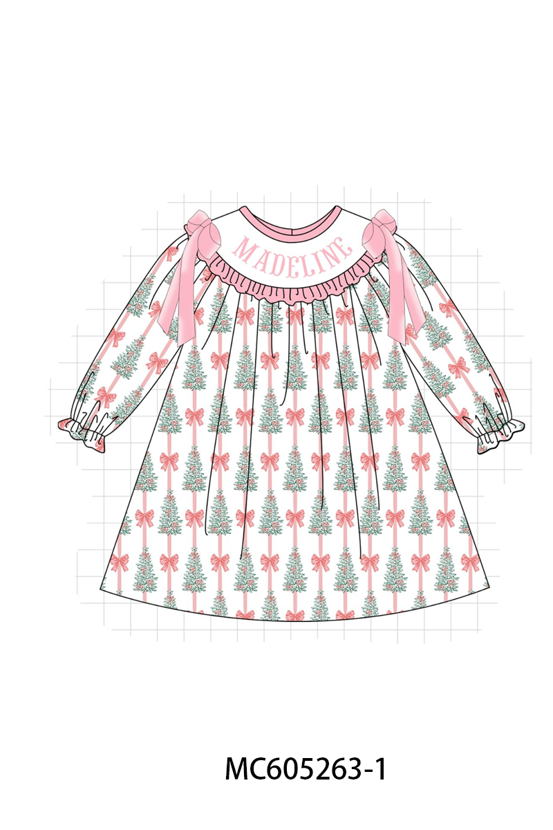 PREORDER Pink Christmas Tree Monogram Embroidery Collection