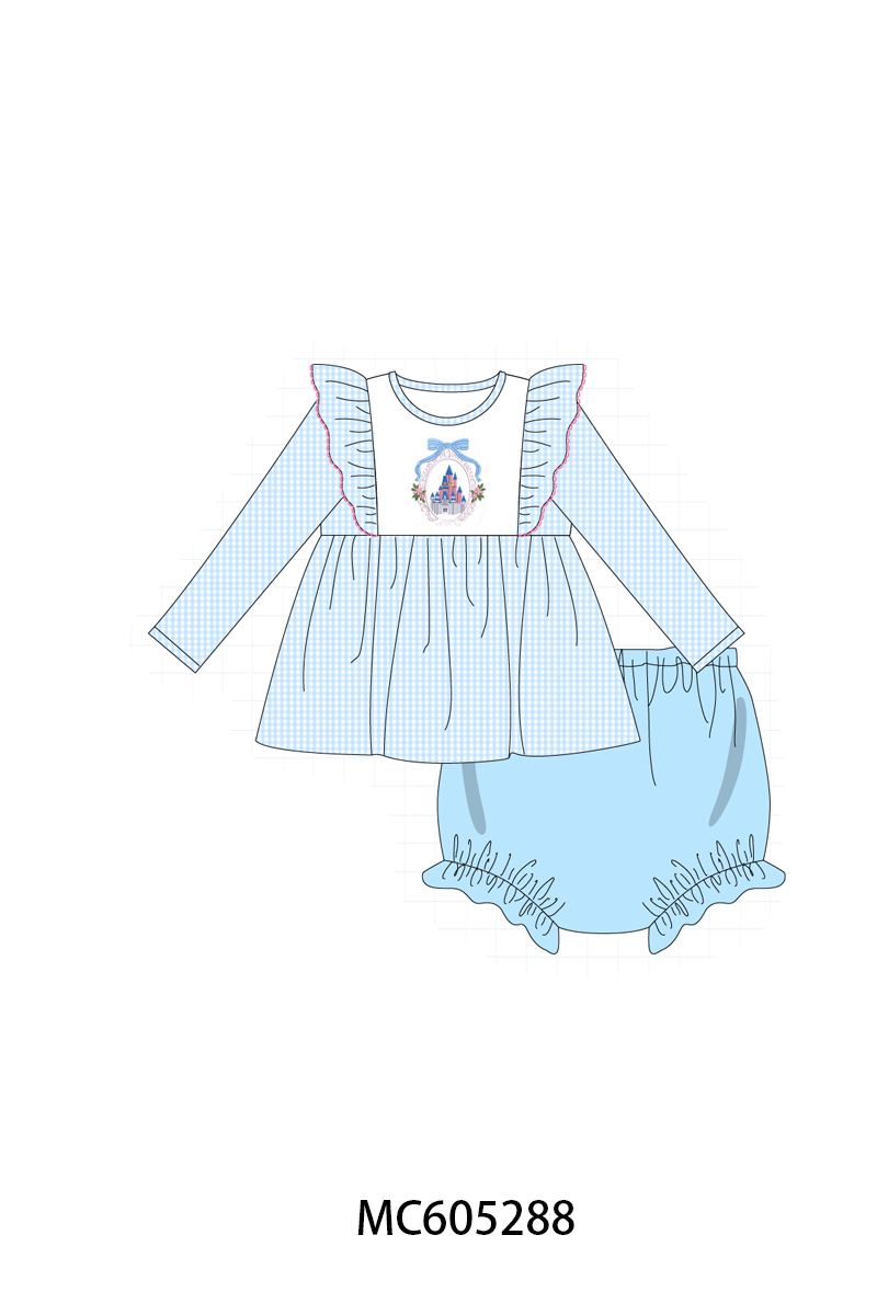 PREORDER Blue Castle Embroidery Ruffle Gingham Collection