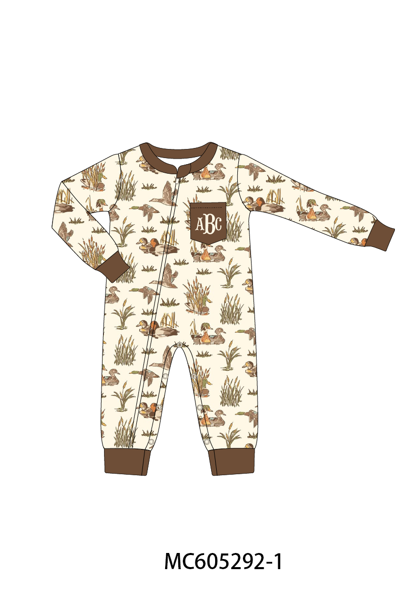 PREORDER Brown Duck Monogram Embroidery Bamboo Collection