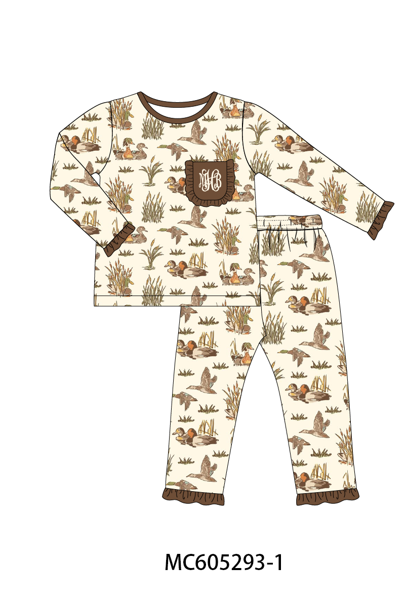 PREORDER Brown Duck Monogram Embroidery Bamboo Collection