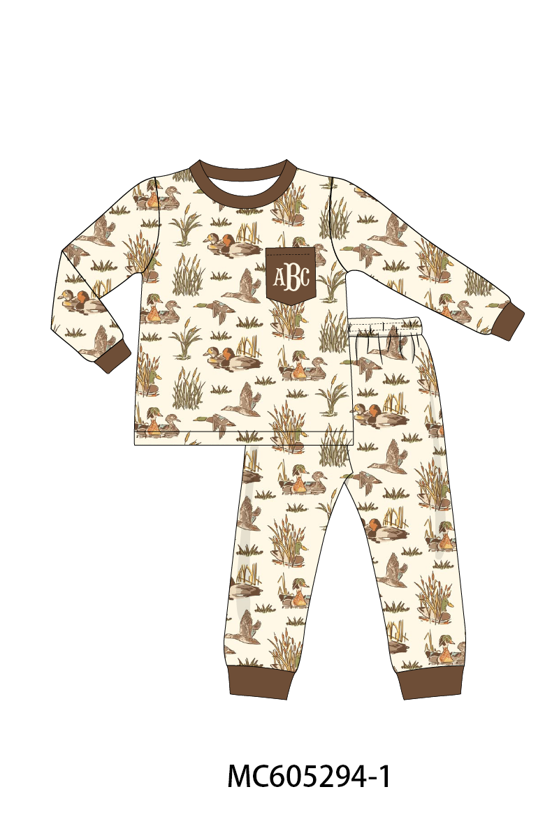 PREORDER Brown Duck Monogram Embroidery Bamboo Collection