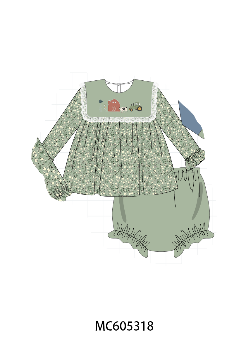 PO92 Green Farm Embroidery Floral Collection