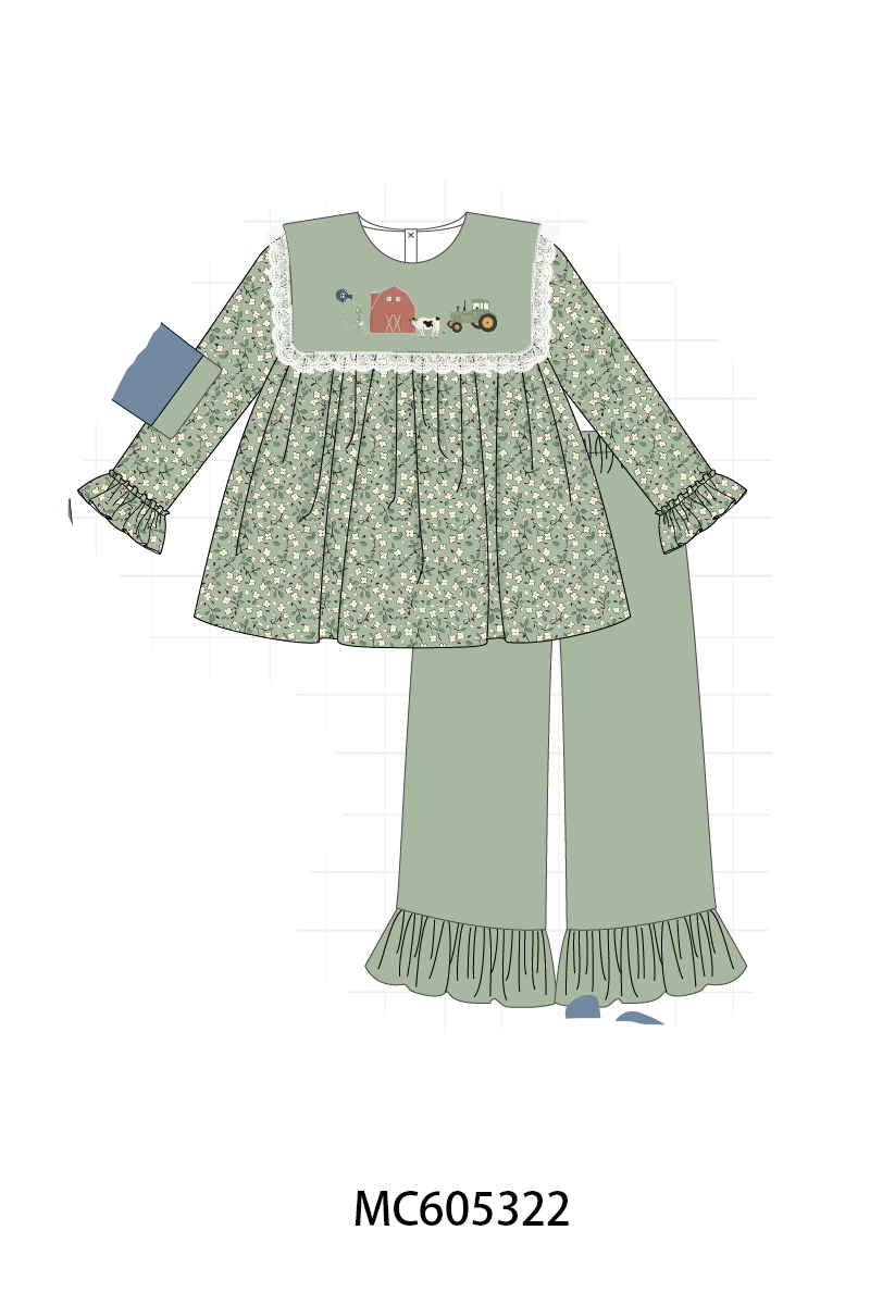 PO92 Green Farm Embroidery Floral Collection