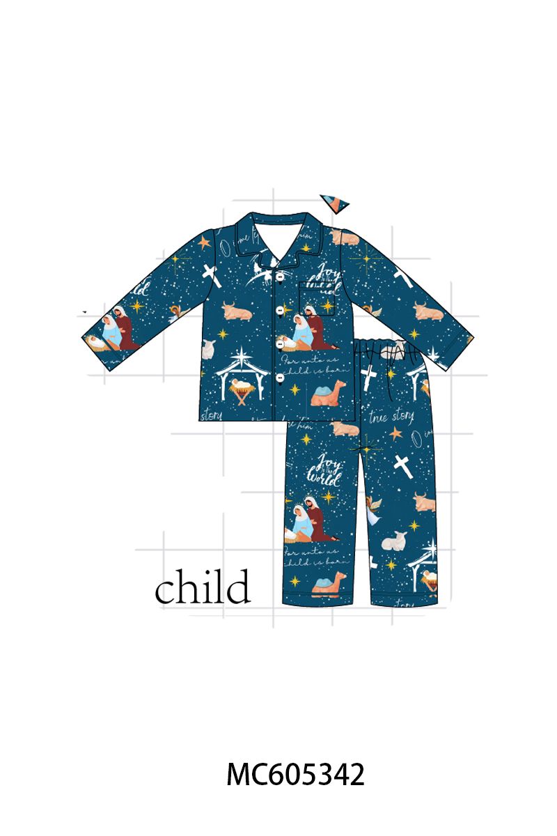PREORDER Navy Nativity Print Bamboo Collection