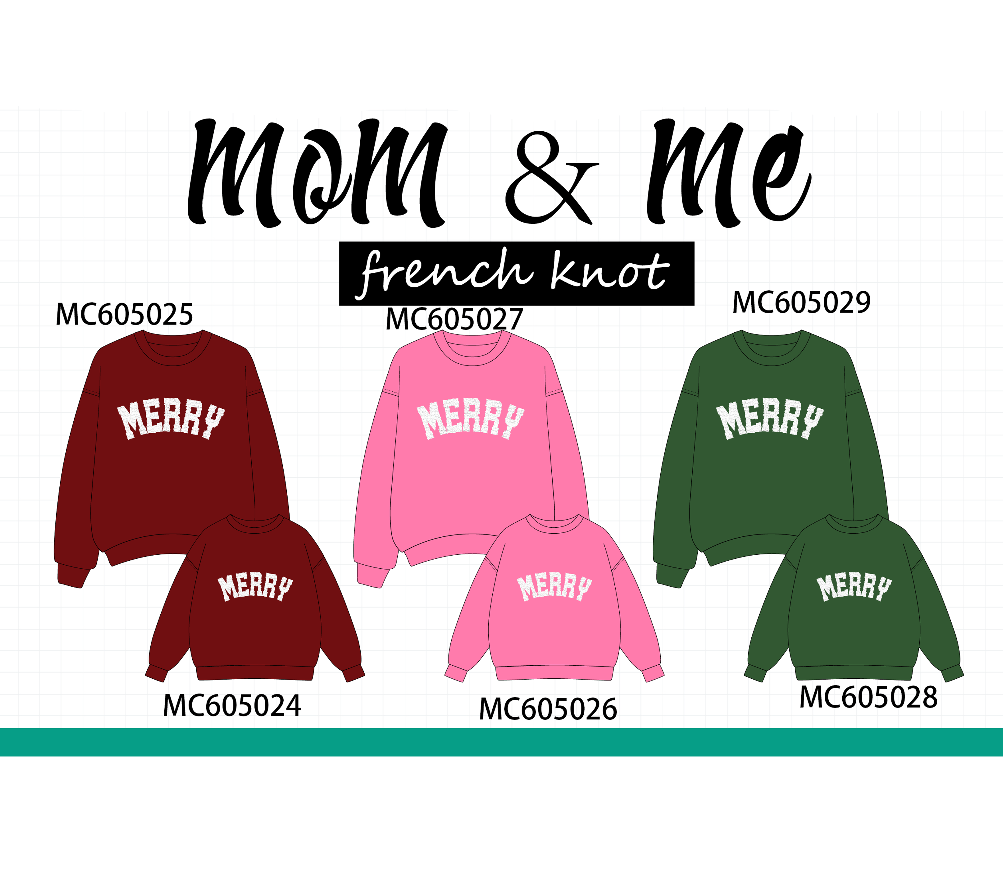 PREORDER Multicolored MERRY french knot mom&me collection 2