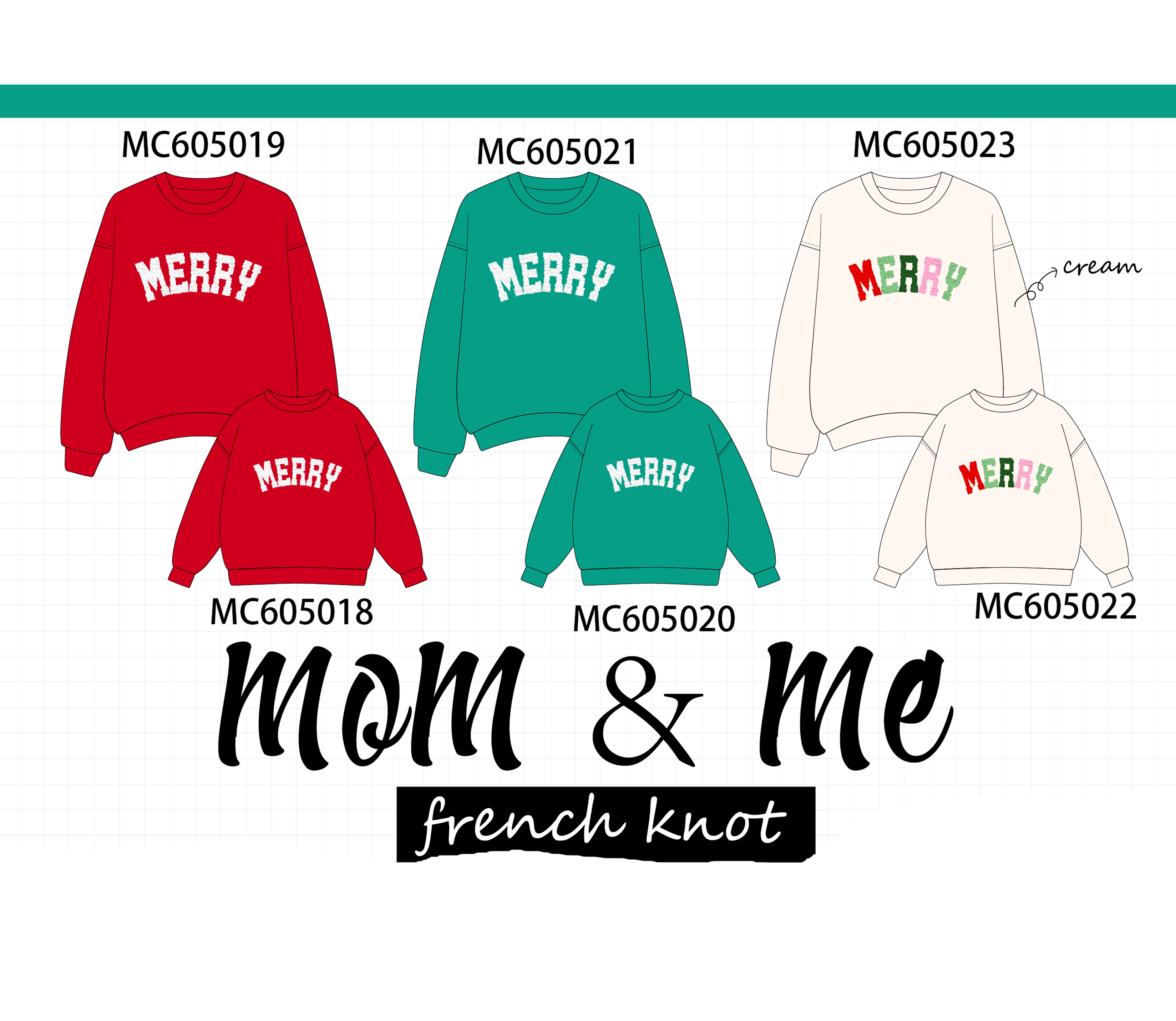 PREORDER Multicolored MERRY french knot mom&me collection 1