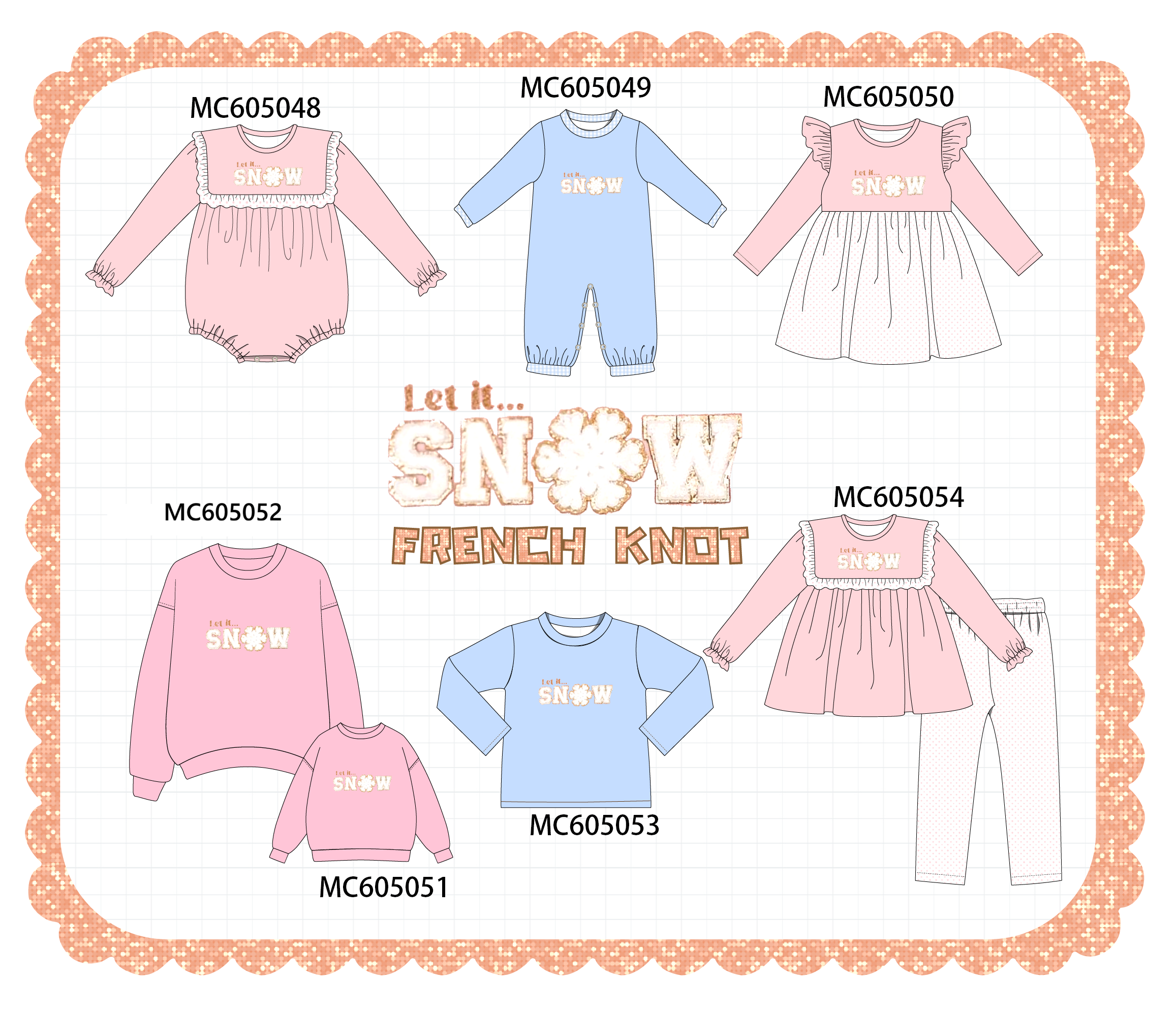 PREORDER Pink&blue snow french knot collection