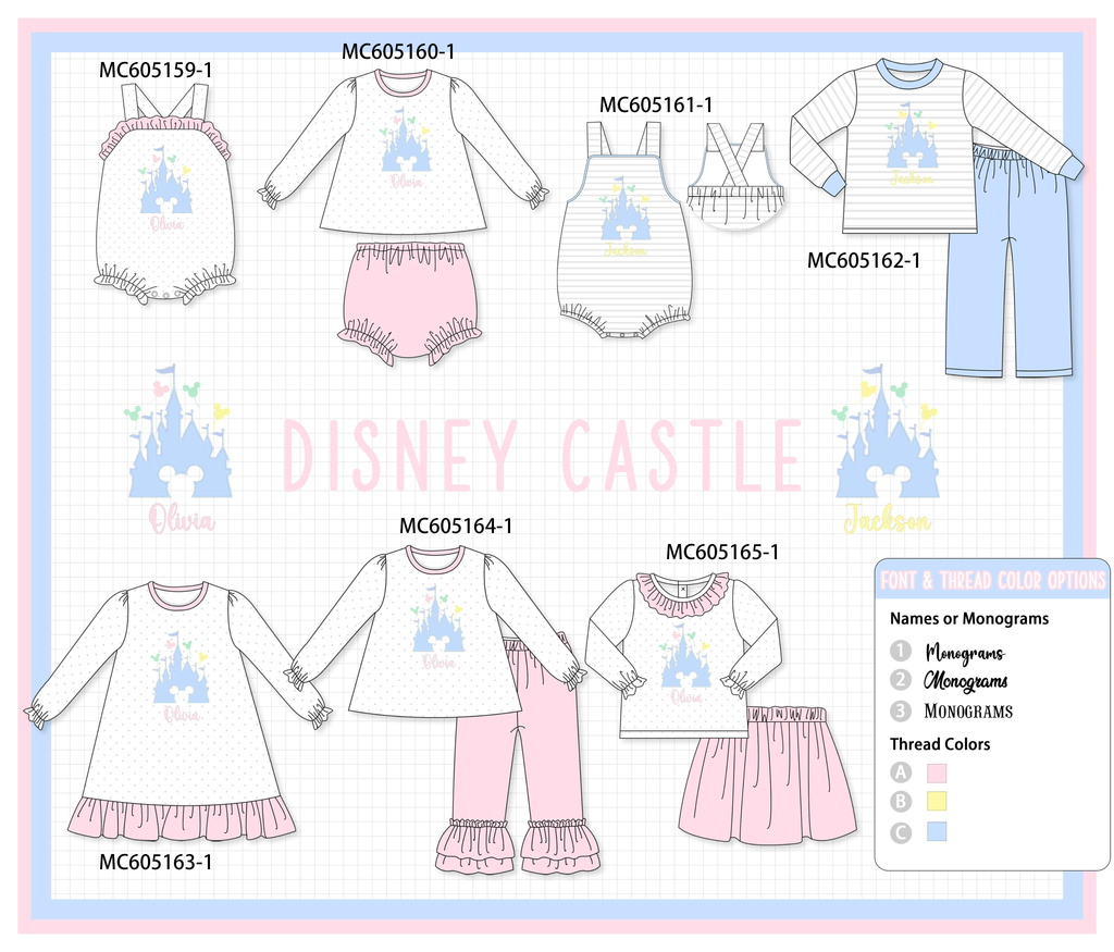 PREORDER Pink & Blue Castle Monogram Embroidery Collection