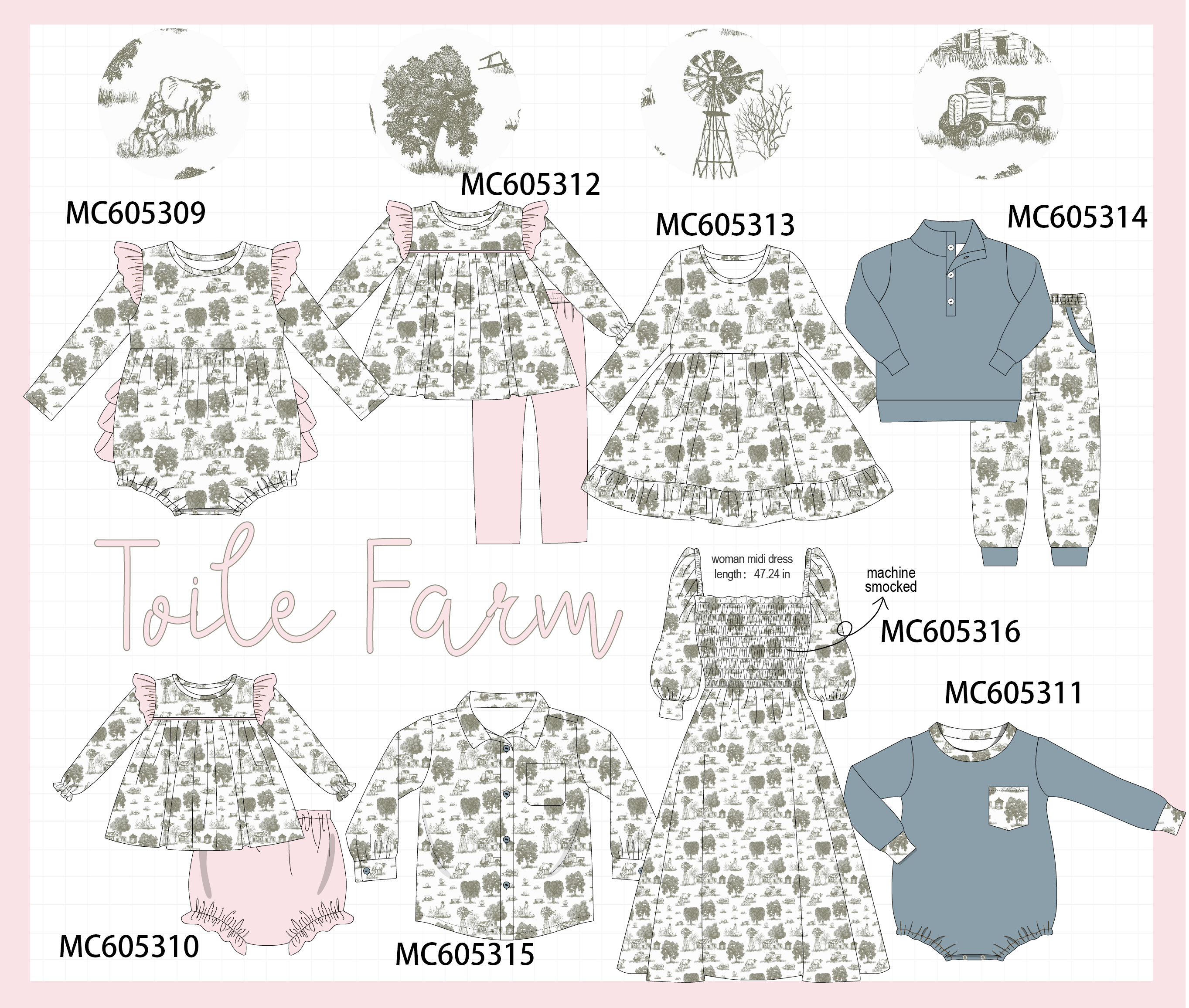 PREORDER Pink & Blue Farm Print Collection