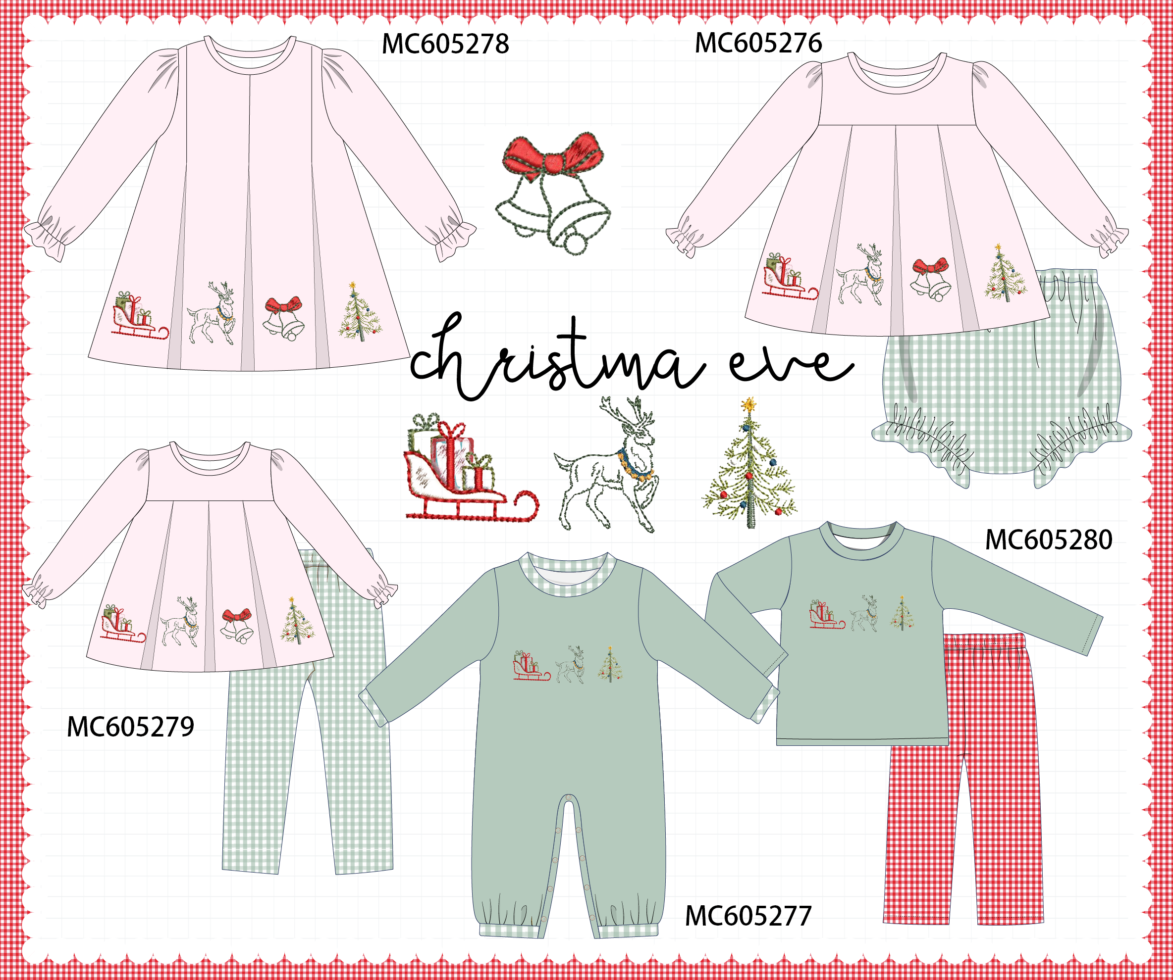 PREORDER Pink & Sage Christmas Embroidery Collection