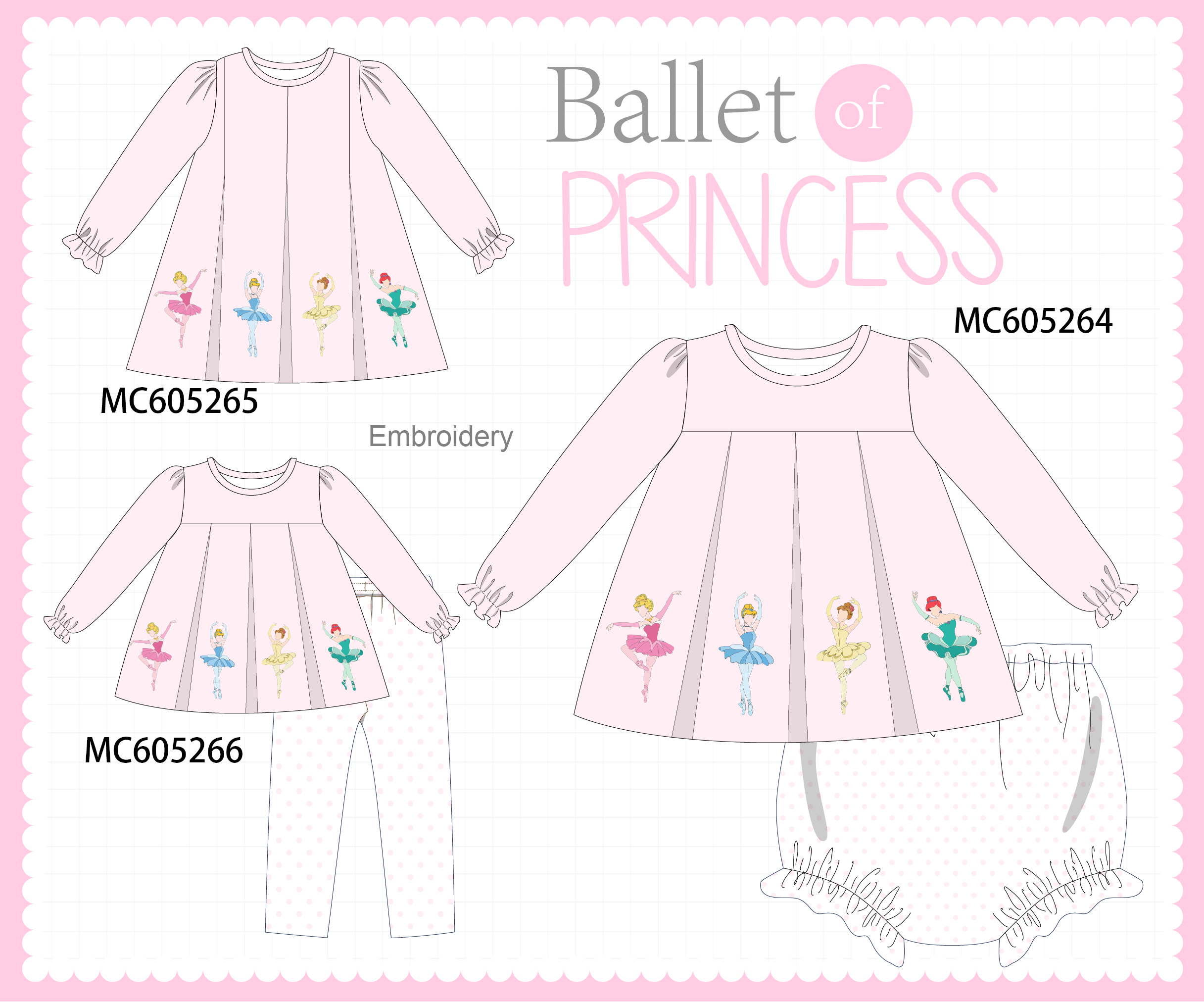 PREORDER Pink Ballet Princess Embroidery Collection
