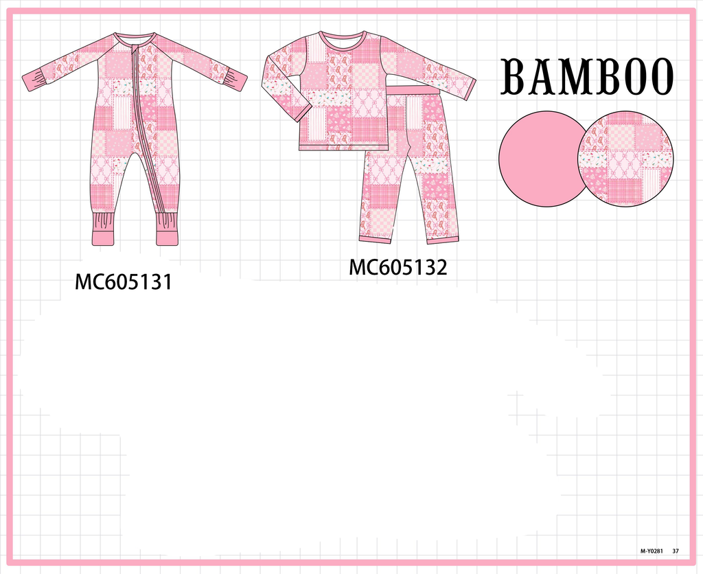 PREORDER Pink Bow Checkered Bamboo Collection