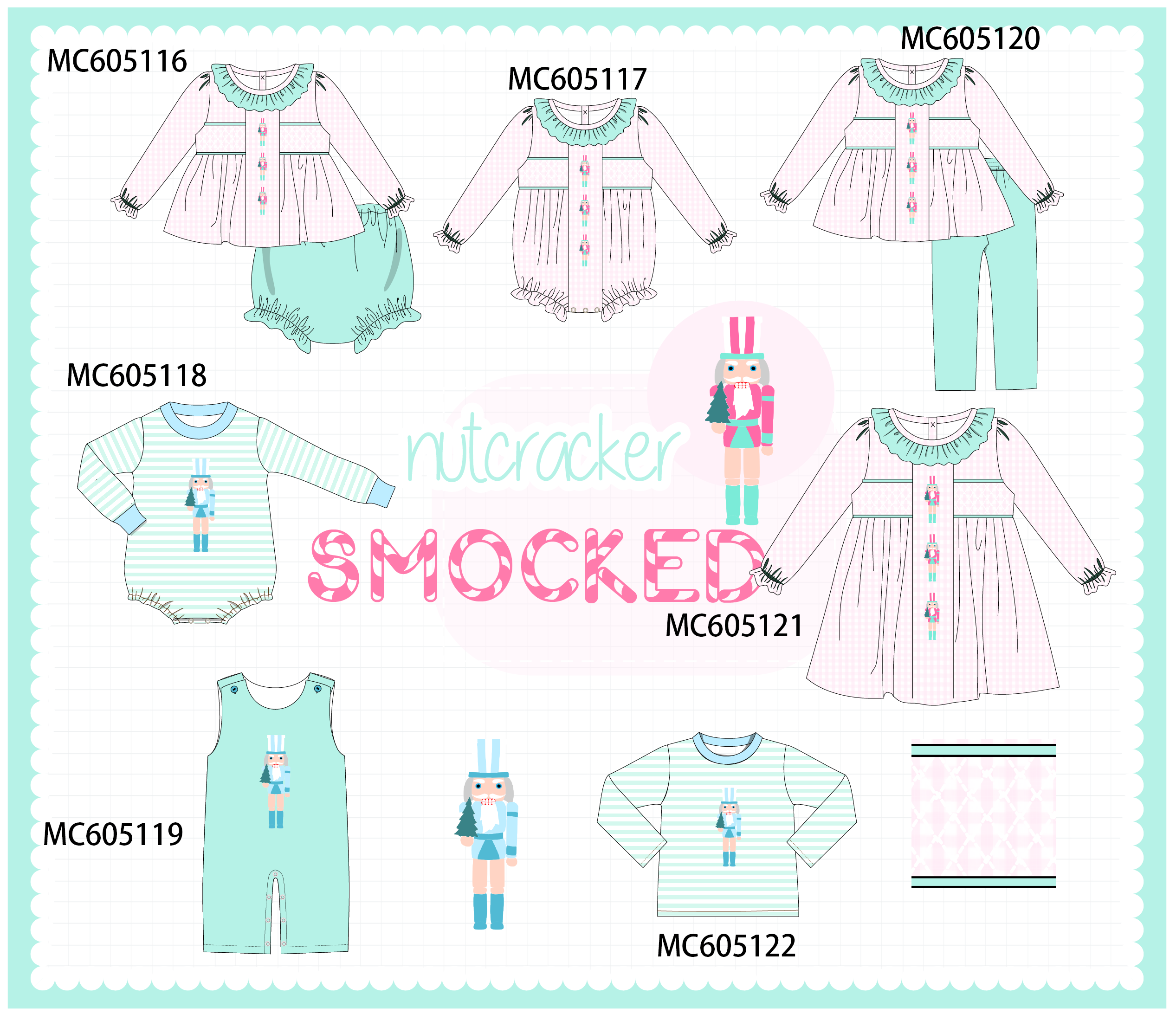 PREORDER Pink christmas nutcracker smocked collection