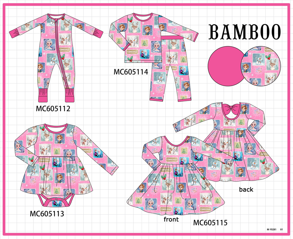 PREORDER Pink christmas reindeer bamboo collection