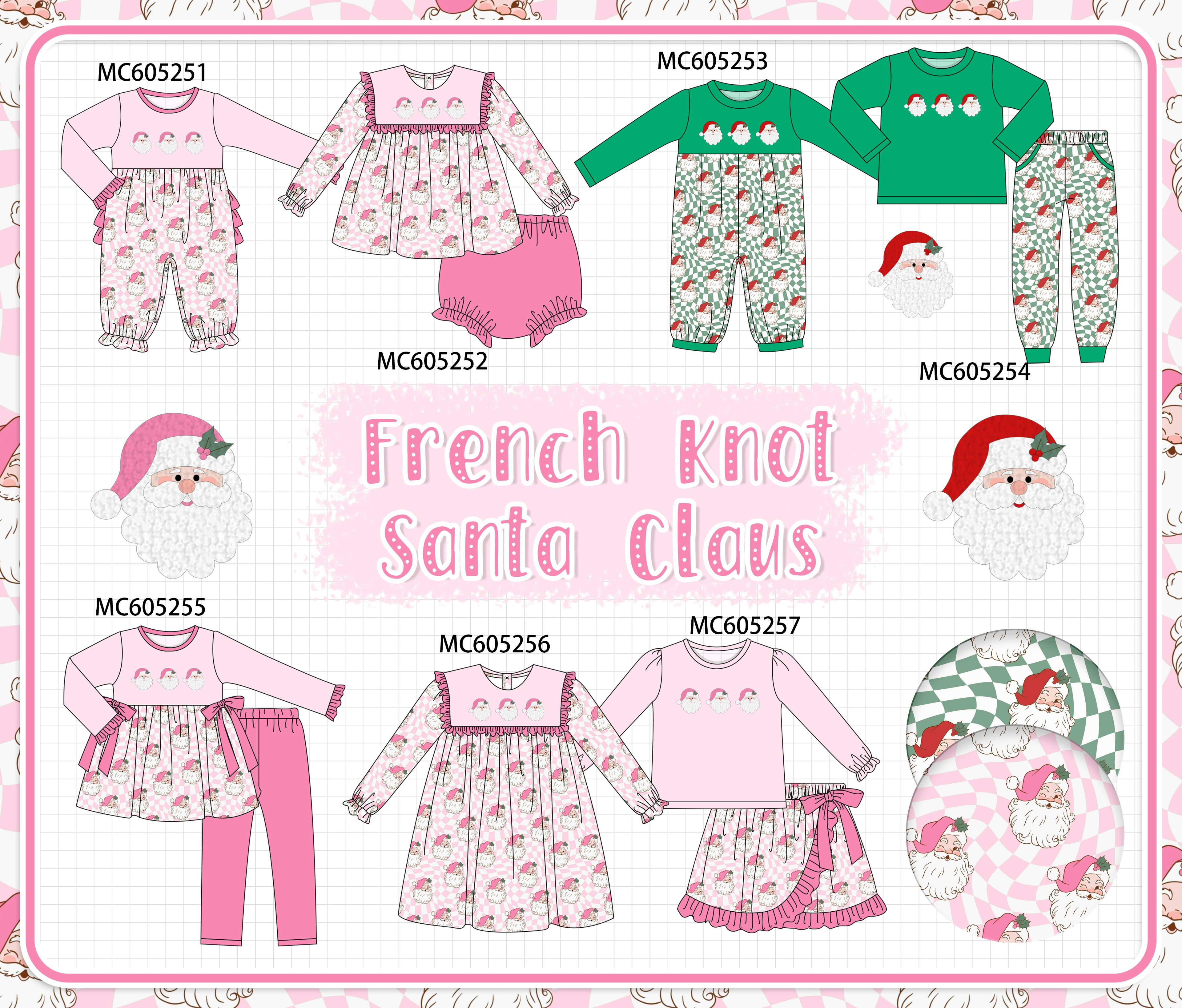 PREORDER Pink Christmas Santa Claus French Knot Collection