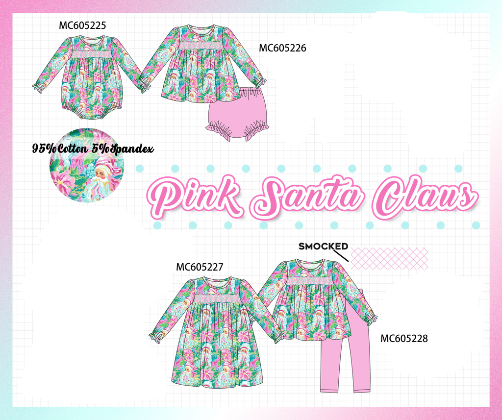 PREORDER Pink Christmas Santa Claus Smocked Collection
