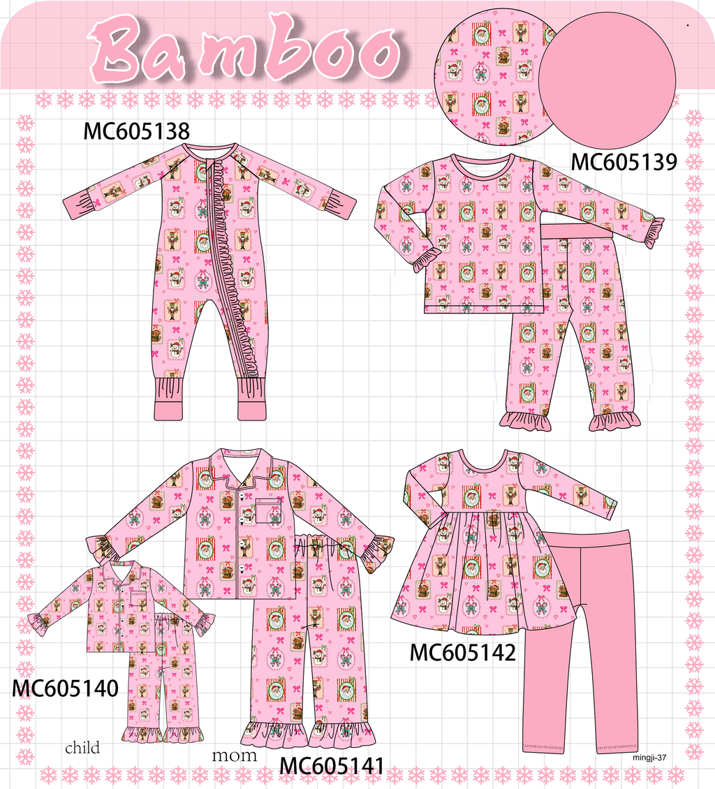PREORDER Pink Christmas Snowman Bamboo Collection