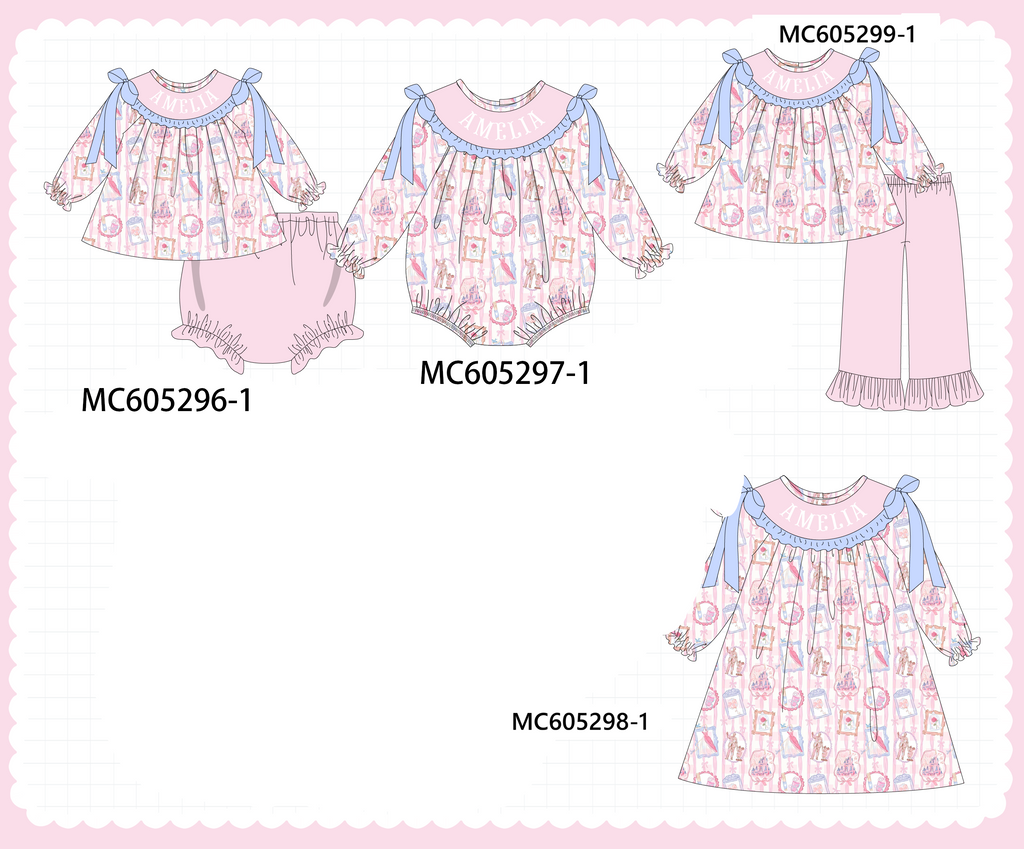 PREORDER Pink monogram embroidery collection