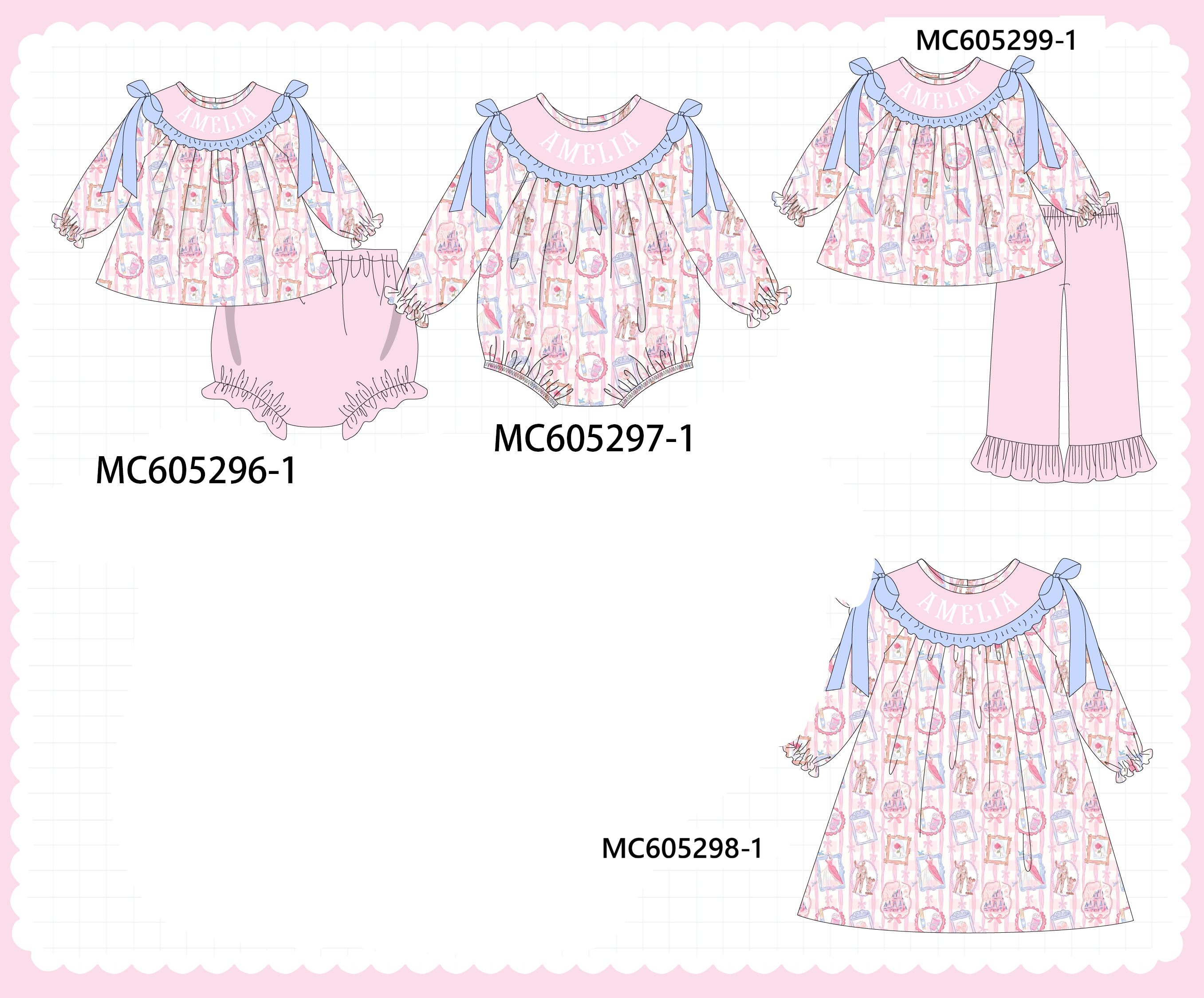 PREORDER Pink monogram embroidery collection