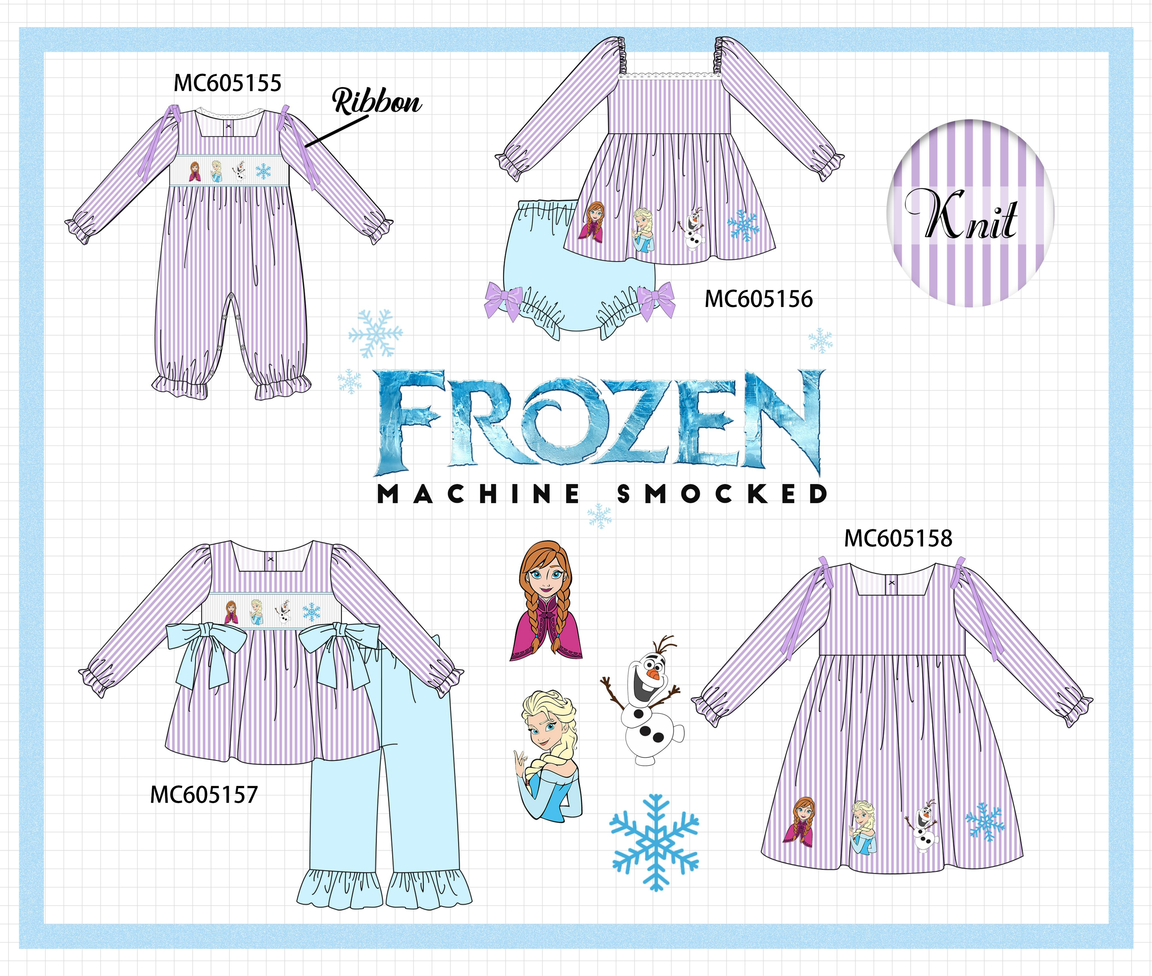 PREORDER Purple Stripe Frozen Smocked Collection