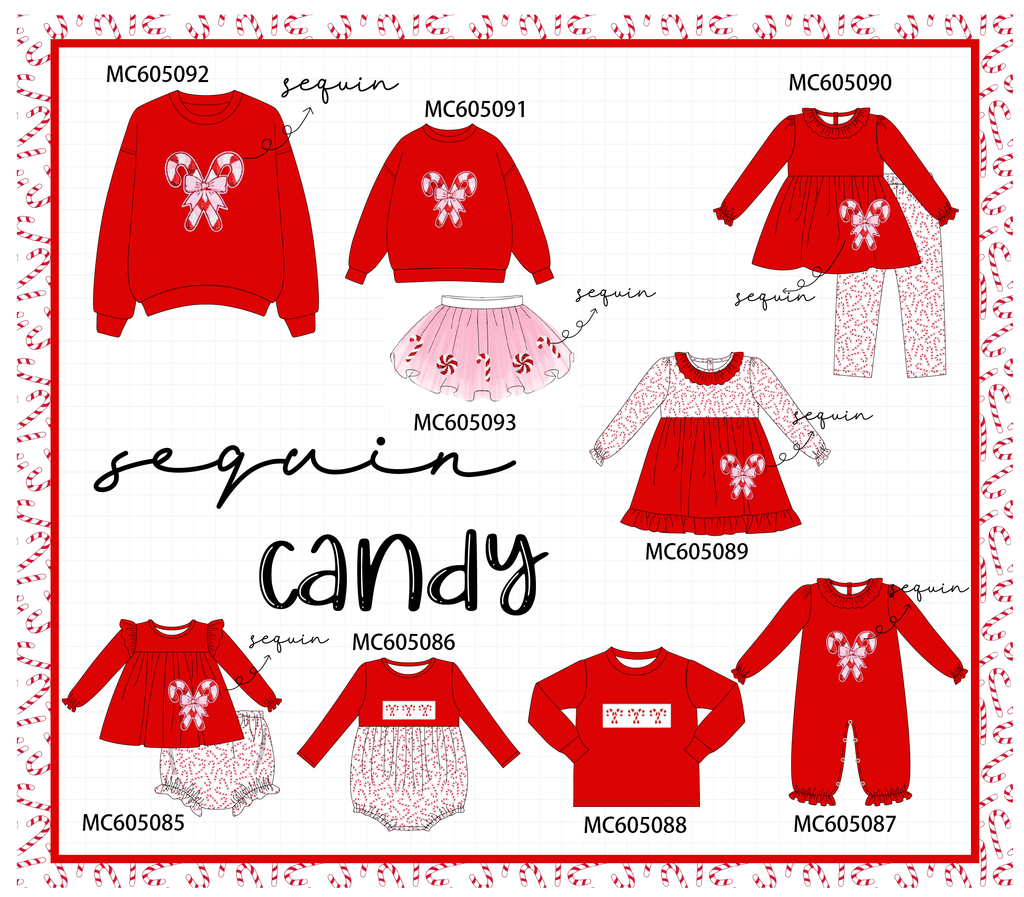 PREORDER Red christmas candy sequin collection