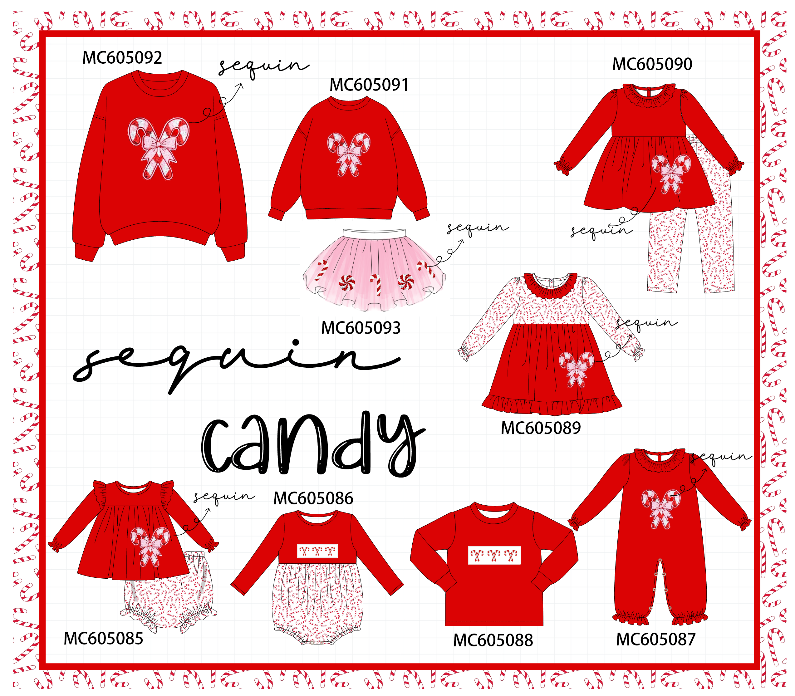 PREORDER Red christmas candy sequin collection