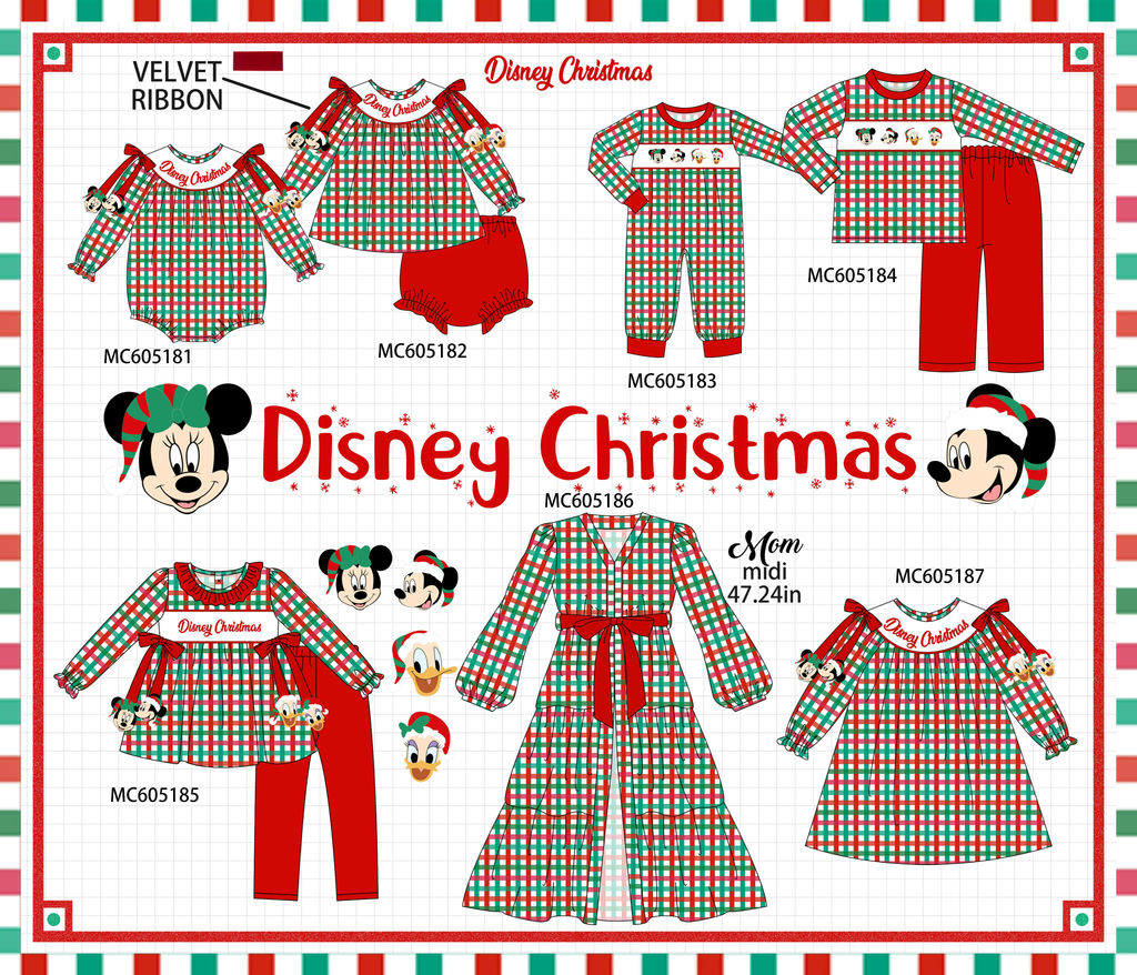 PREORDER Red Christmas Embroidery Plaid Collection