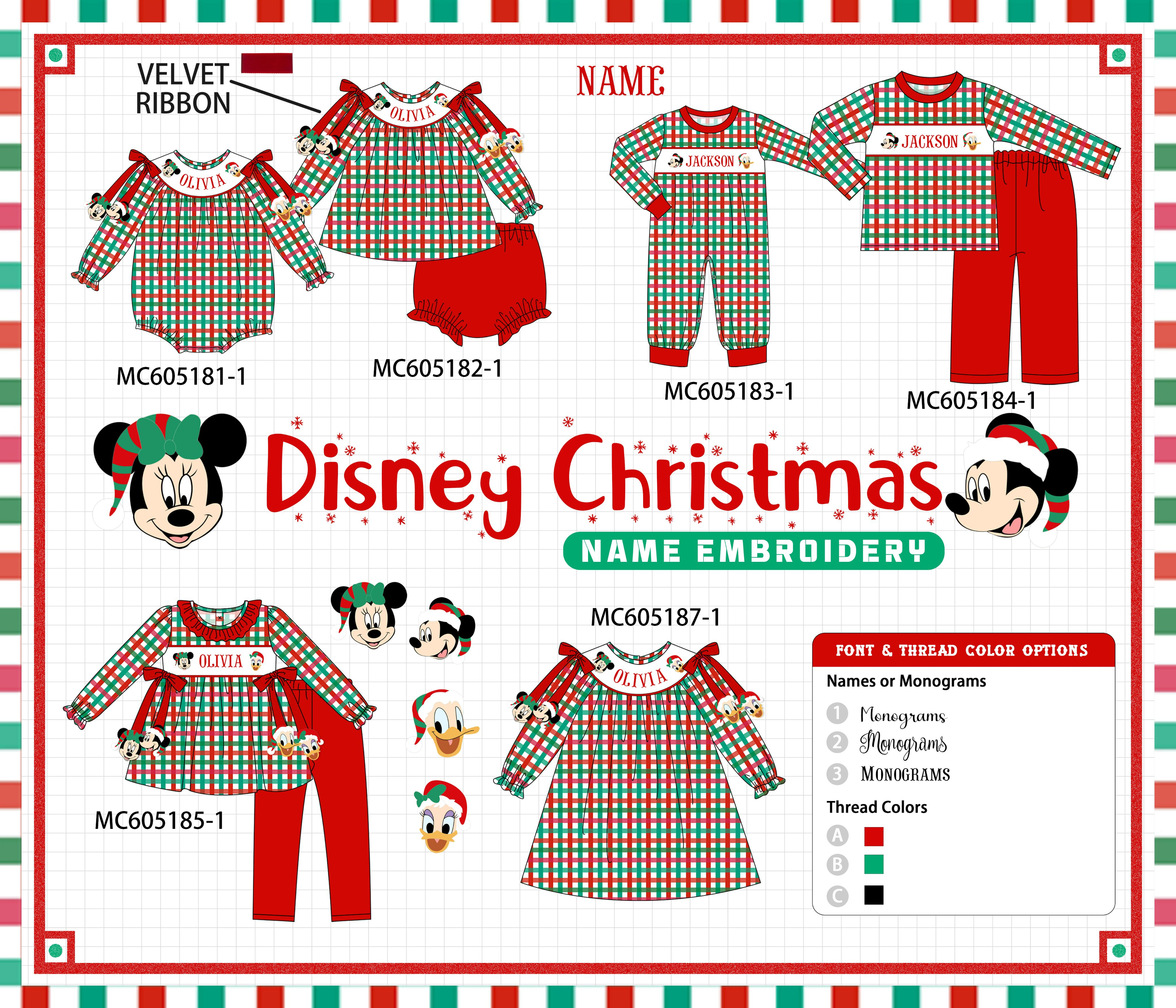 PO92 Red Christmas Monogram Embroidery Plaid Collection