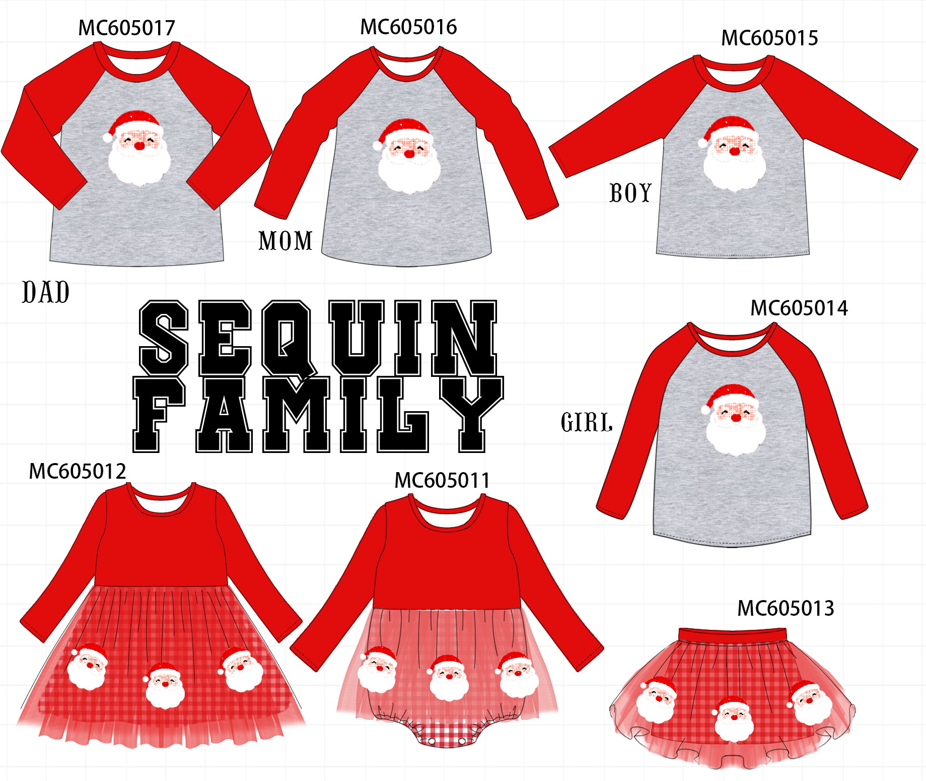 PREORDER Red christmas santa claus sequin collection