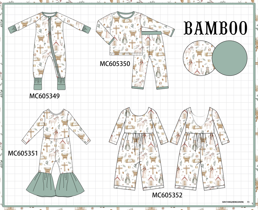 PREORDER Sage Nativity Print Bamboo Collection