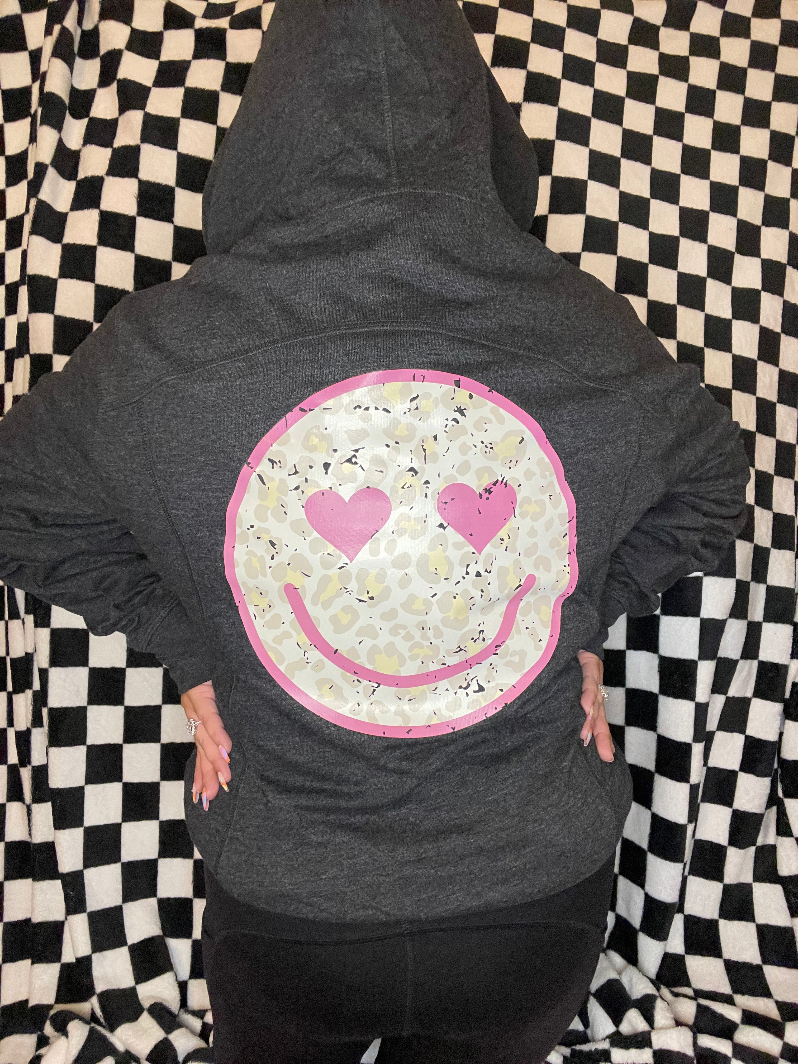 Adult RTS “Pink Cheetah Smile Face” Zip-Up Jacket/Cinchbag