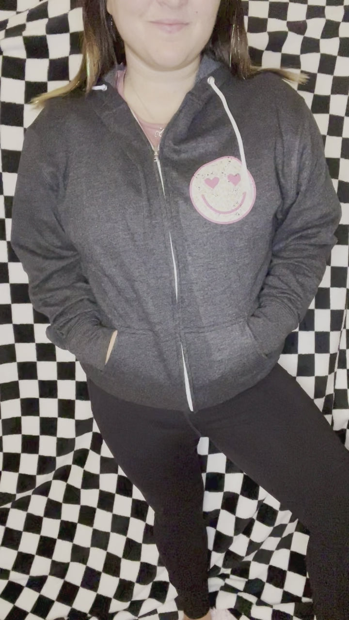 Adult RTS “Pink Cheetah Smile Face” Zip-Up Jacket/Cinchbag