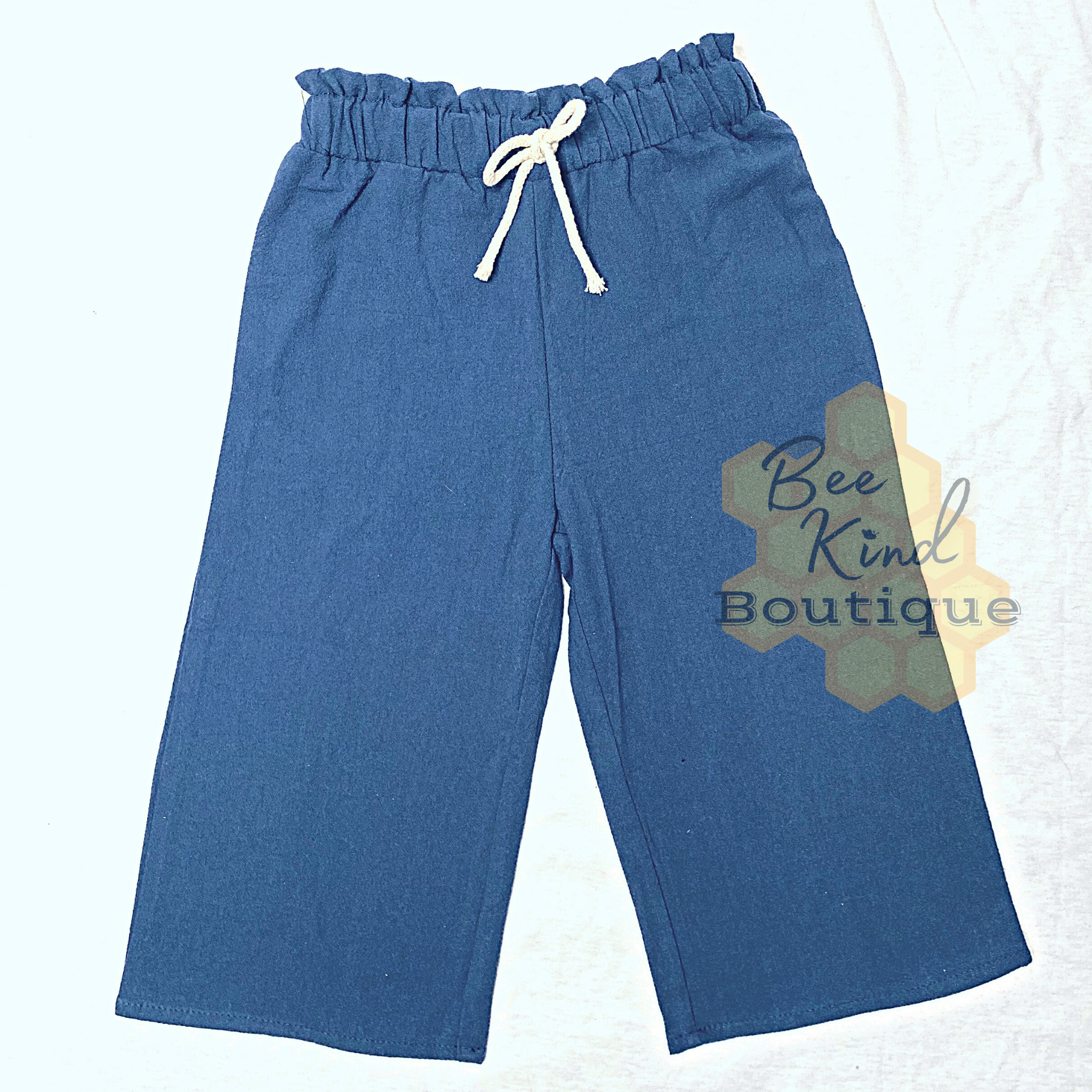 Toddler Blue Paperbag Drawstring Pants