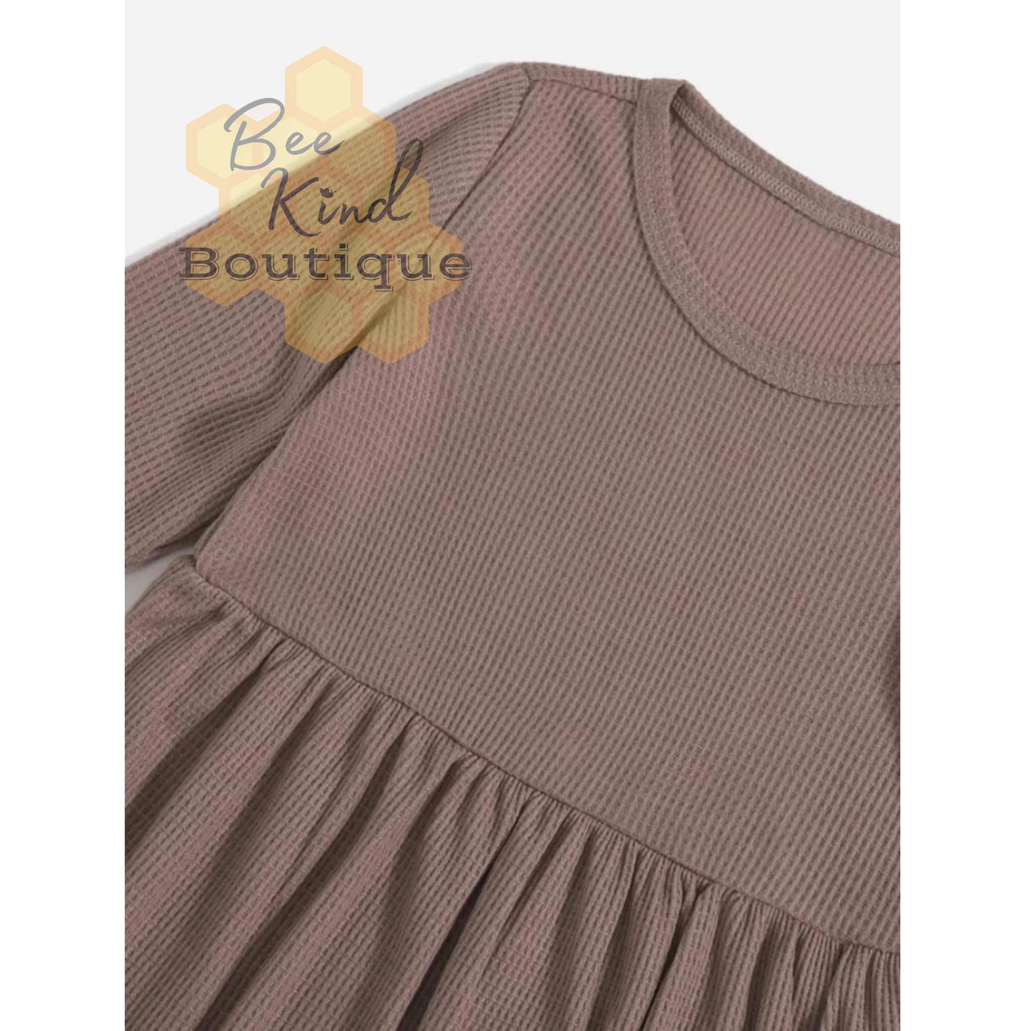 Toddler Waffle Knit Long Sleeved Smock Dress