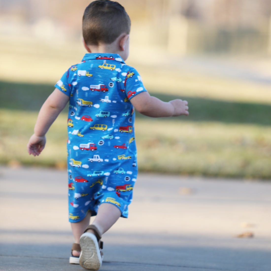 Boys Automobile One Piece Shorts Toddler Playsuit