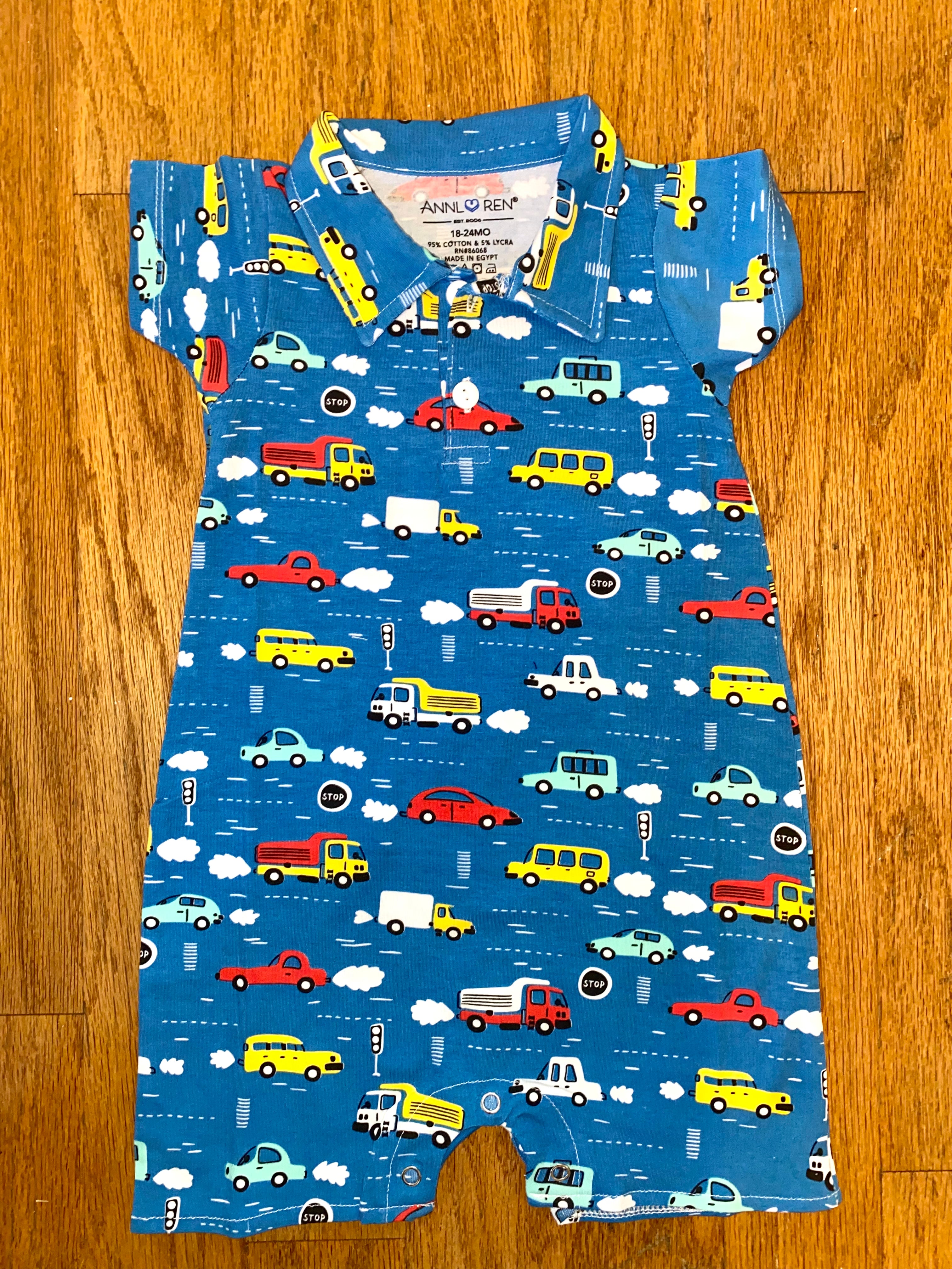 Boys Automobile One Piece Shorts Toddler Playsuit