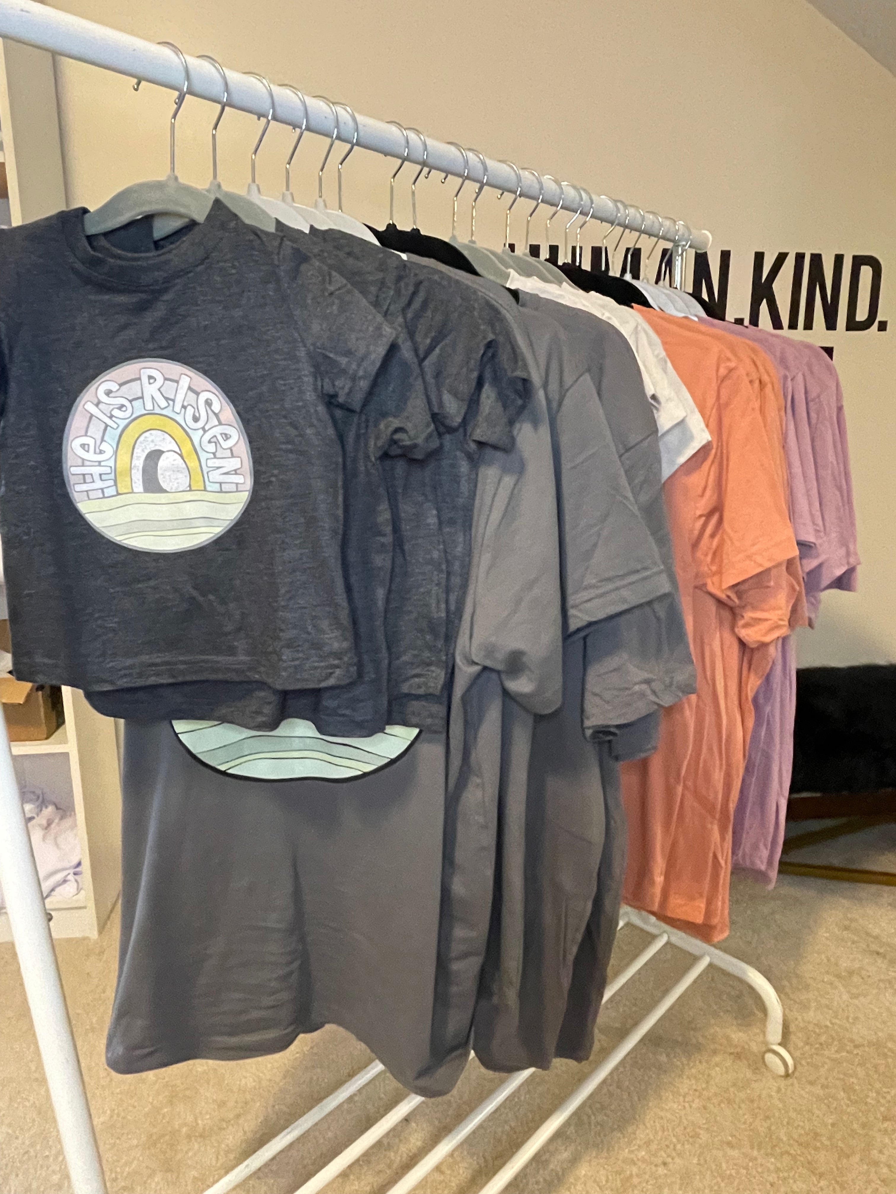 Adult Easter "He is Risen”" Dark Grey Tee