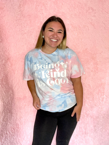 Adult “Being Kind is Cool” Tie Dyed Retro Tee