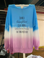 Dip Dyed three toned “Little Broke Bestie” Long Sleeve