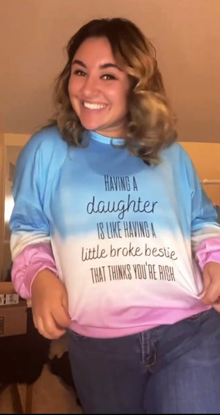 Dip Dyed three toned “Little Broke Bestie” Long Sleeve